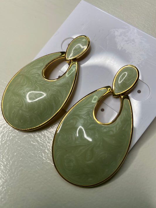 Sage Green Marble Earrings