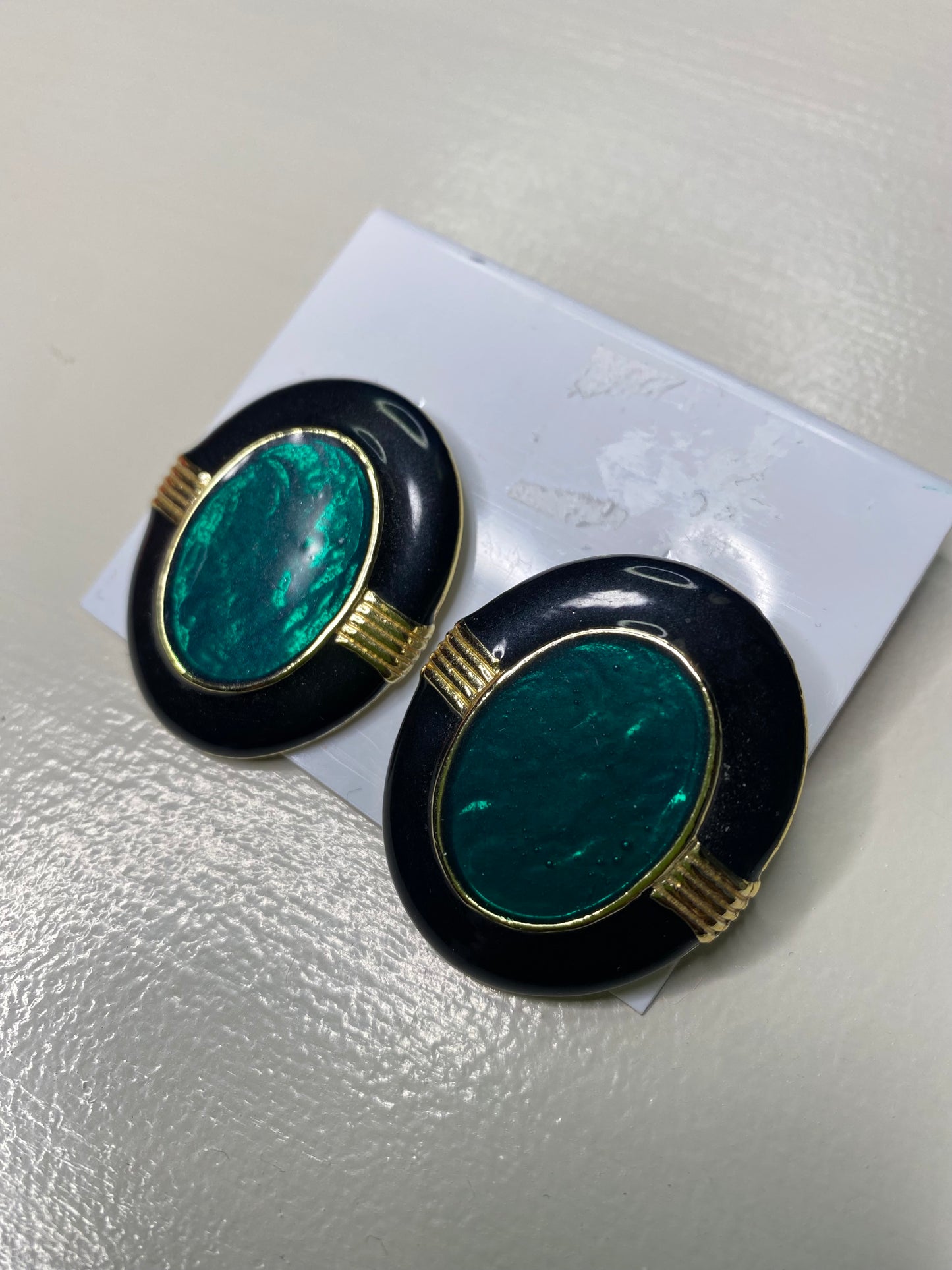 Emerald Green and Black Statement Earrings